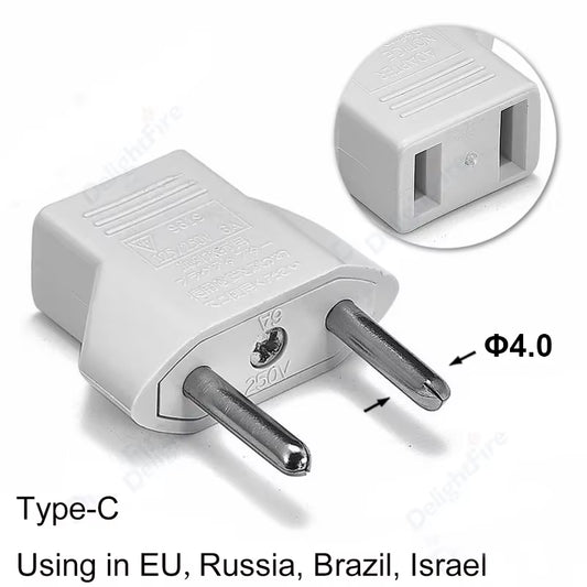 US Electrical Plug Adapter European EU to US America China CN Canada CA Travel Adapter 2Pin Plug Type a Converter Power Adaptor